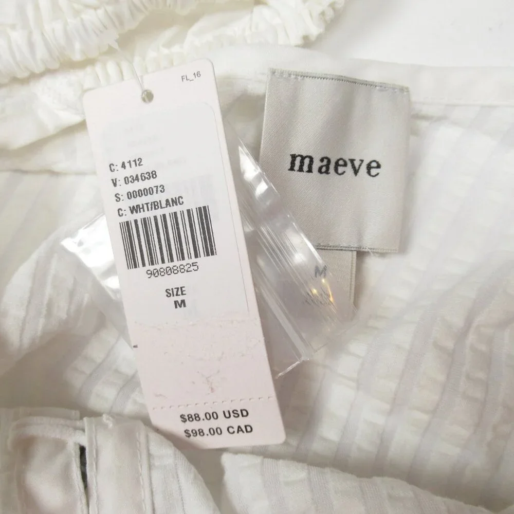 Anthropologie Maeve Puff-Sleeve Sweetheart Top White M